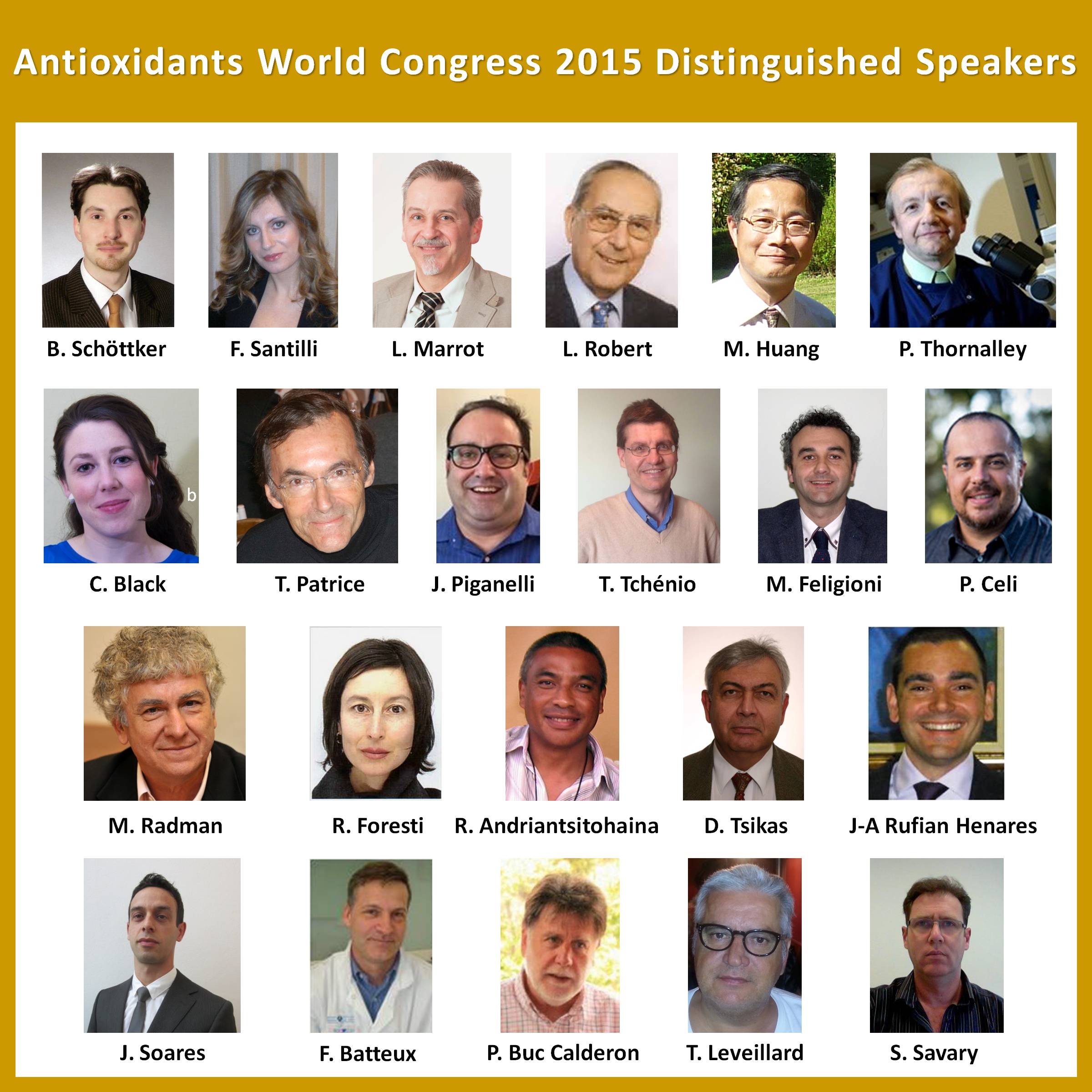Antioxidants World Congress 2015 Distinguished Speakers