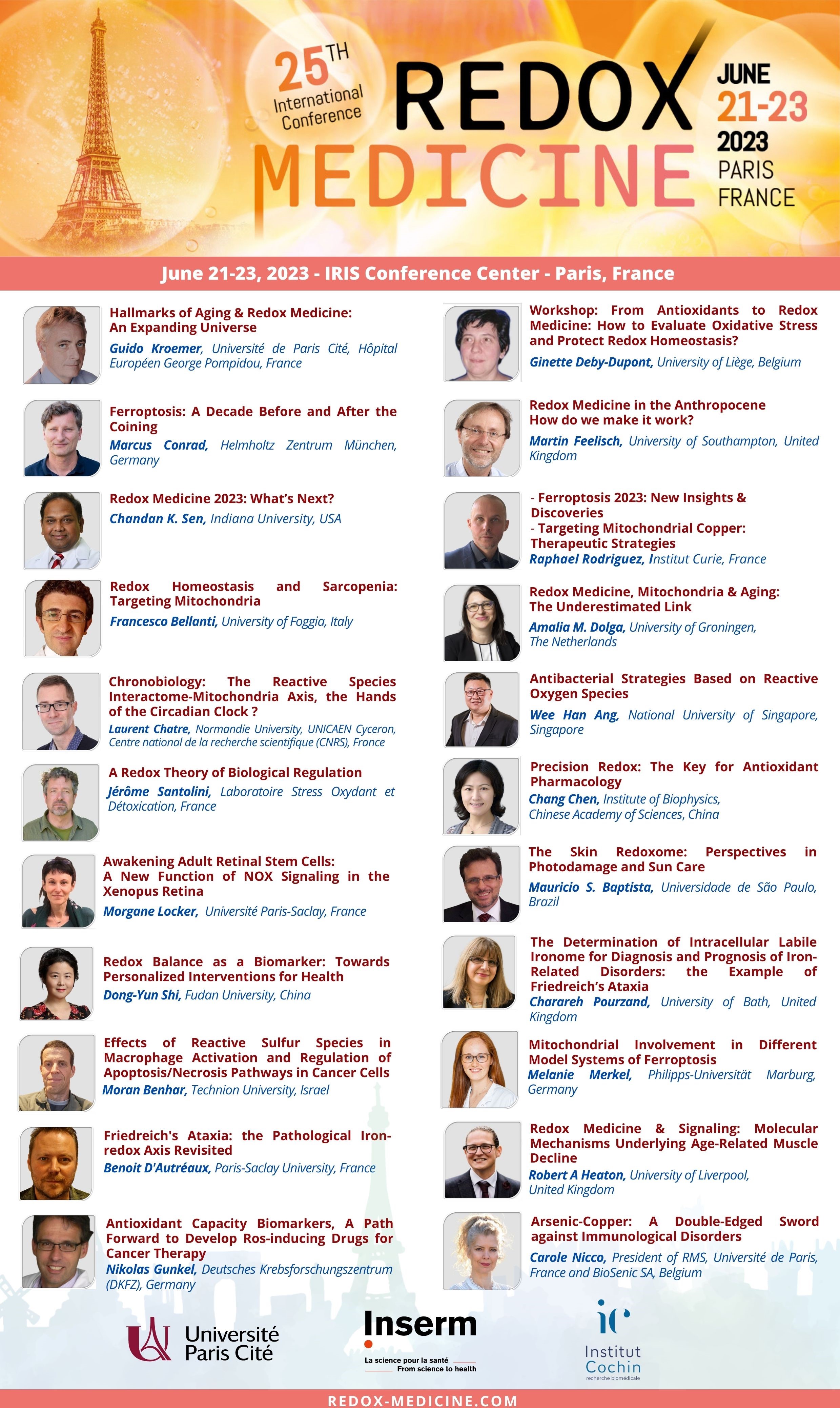 Redox Medicine 2023 Flyer of Speakers June 5