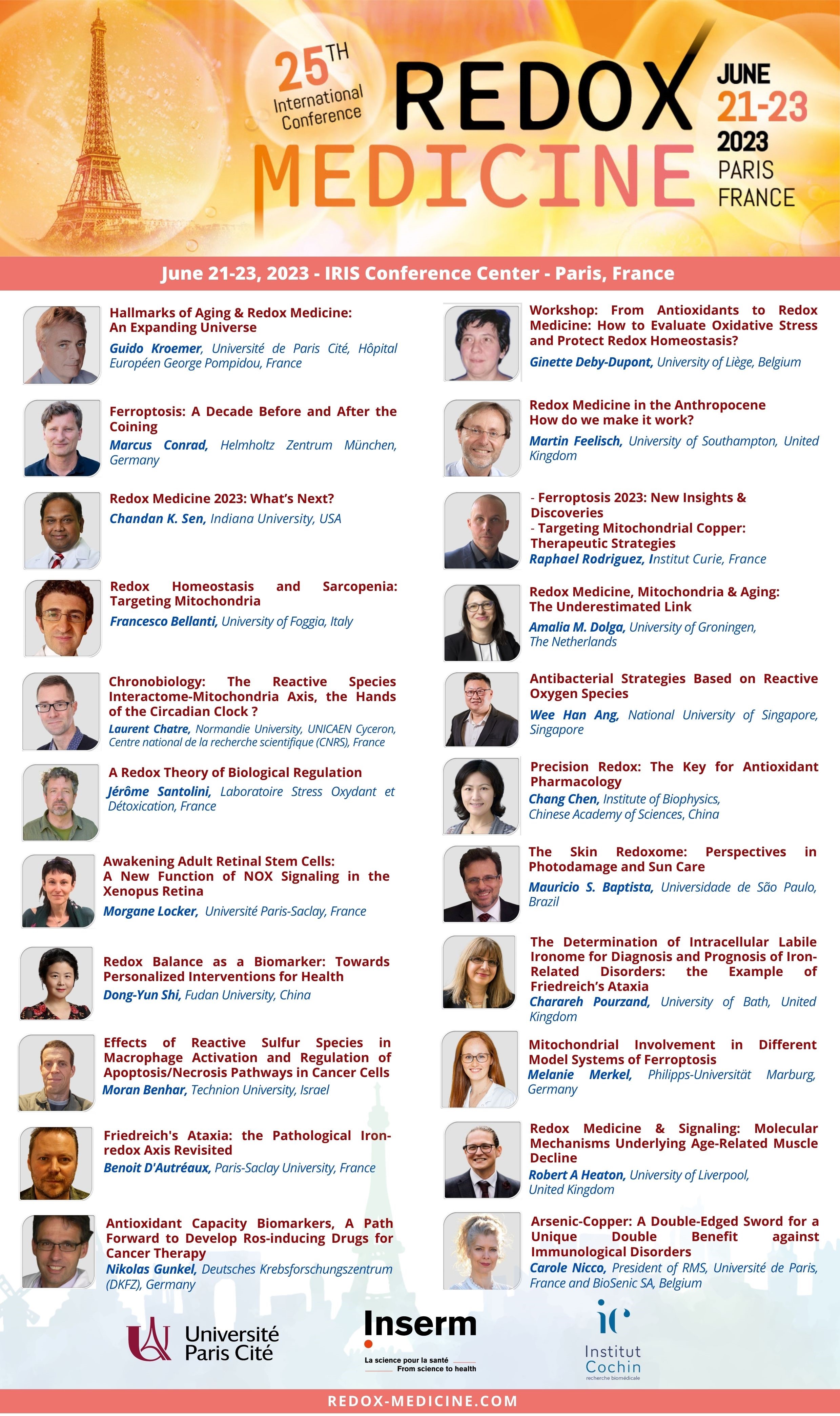Redox Medicine 2023 Flyer of Speakers June 7